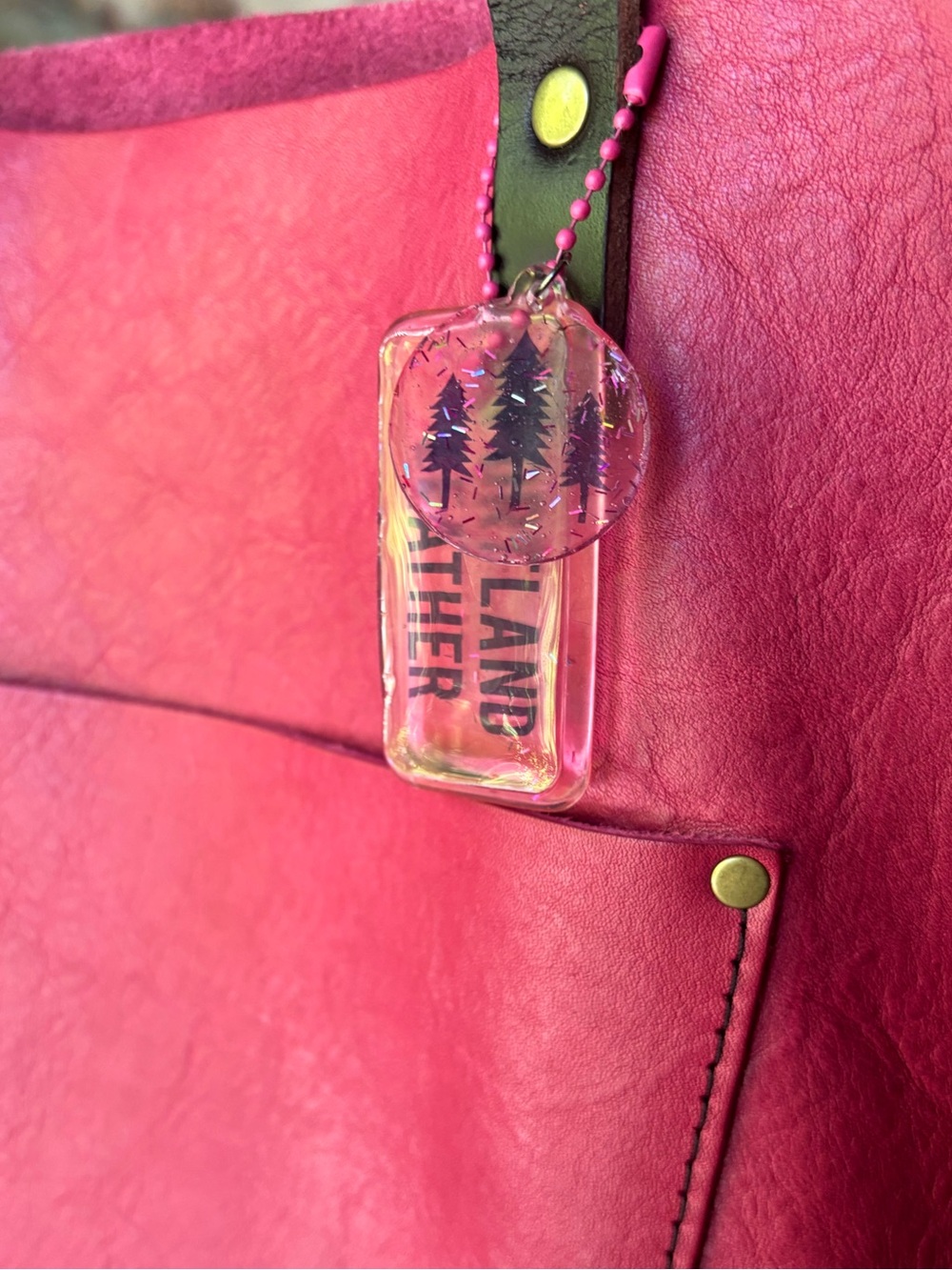 Upcycled Portland Leather Bag Charm - Picture 5 of 7